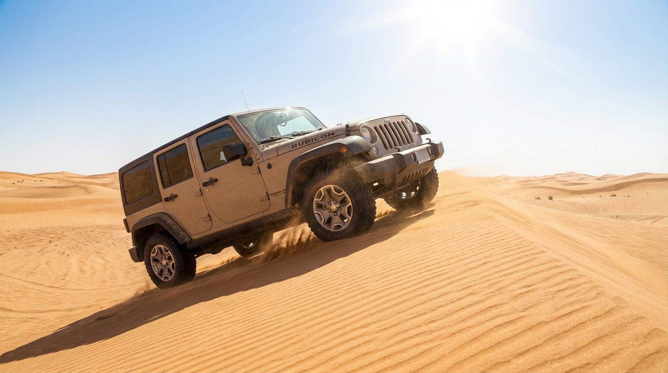 2015 Jeep Wrangler Rubicon in desert sand dunes - 2015 Jeep Wrangler Accessories