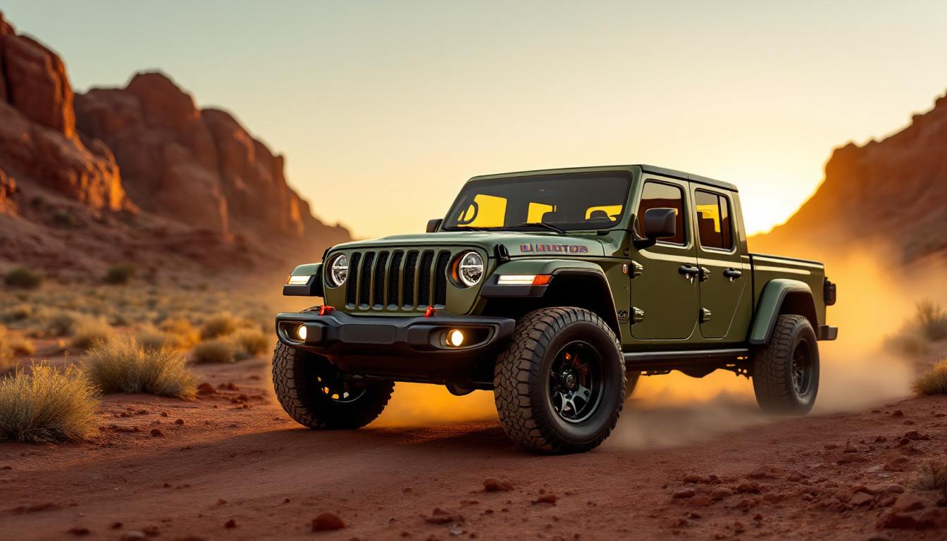2020 Jeep Gladiator accessories - olive green Gladiator JT on desert trail