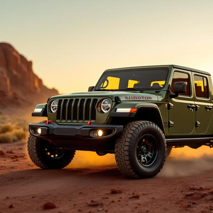 2020 Jeep Gladiator accessories - olive green Gladiator JT on desert trail