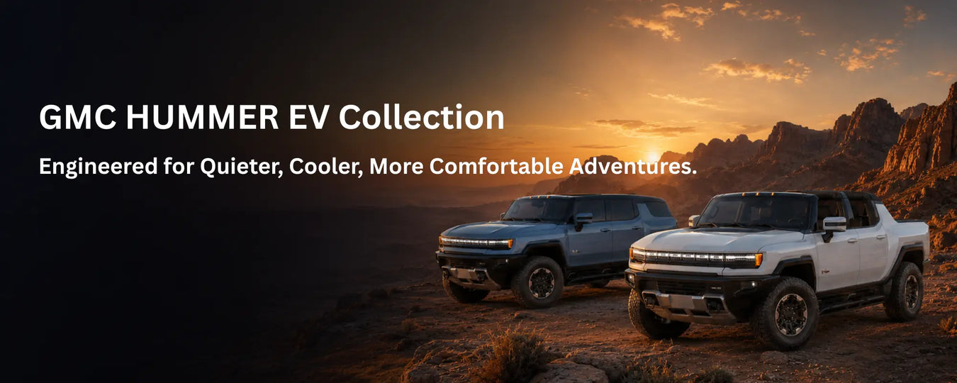 GMC HUMMER EV SUV and Pickup in a desert landscape